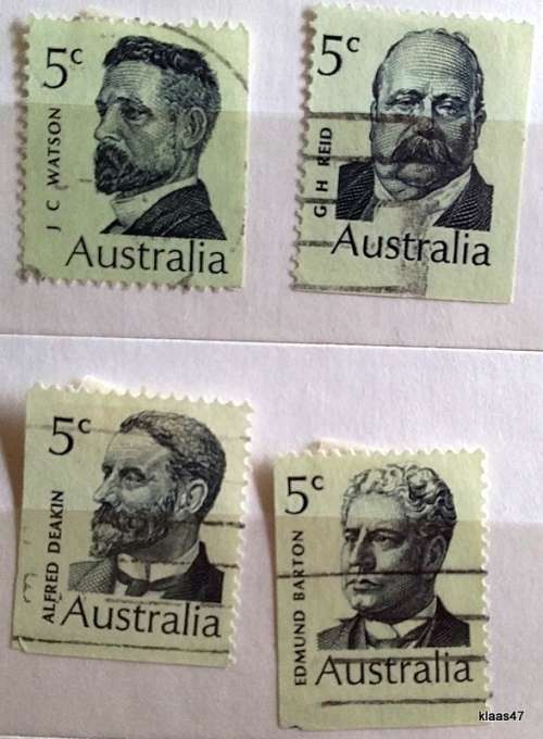 Australia - 1969 - Prime Ministers -  Australian Decimal - Set of 4 Used Hinged Stamps