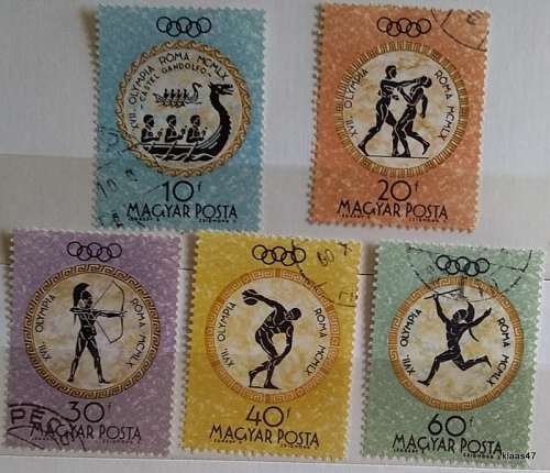 Hungary - 1960 - Olympic games Rome - 5 Used Hinged stamps