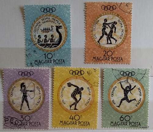Hungary - 1960 - Olympic games Rome - 5 Used Hinged stamps