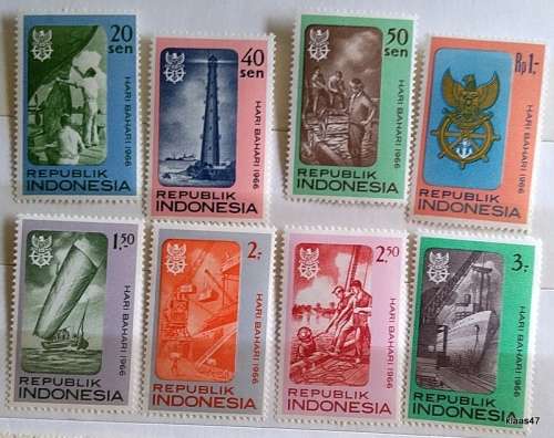 Indonesia - 1966 - Shipping day - Set of 8 Unused Hinged stamps