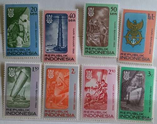 Indonesia - 1966 - Shipping day - Set of 8 Unused Hinged stamps