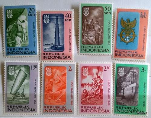 Indonesia - 1966 - Shipping day - Set of 8 Unused Hinged stamps