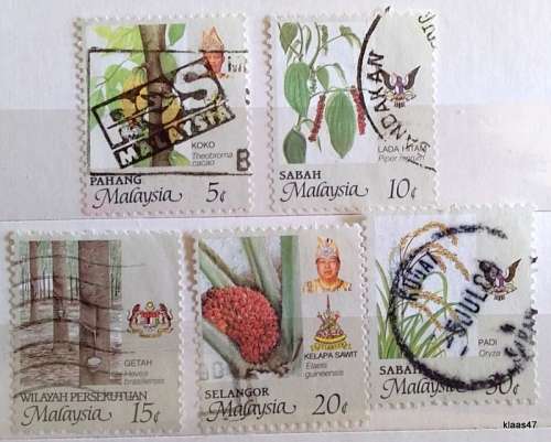 Malaysia - 1986 - Agro-Based Products - 5 Used stamps