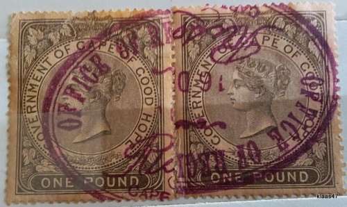 Government of Cape of Good Hope - 1876 - Victoria - £1 fiscal - 2 Used stamps