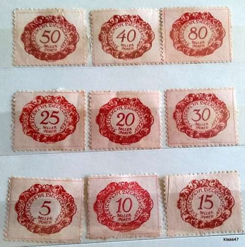 Liechtenstein - 1920 - 9 Unused Hinged Tax stamps