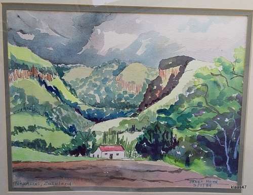 Unframed Watercolour of Nkwalini Zululand by Janet Home 3/1/89
