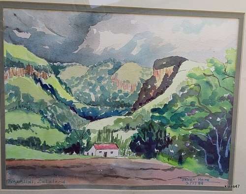 Unframed Watercolour of Nkwalini Zululand by Janet Home 3/1/89