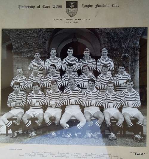 University of Cape Town - 1963 - Junior Touring Team of O.F.S.  - Photograph - Framed size 47x37cm