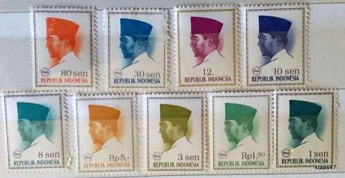 Indonesia - 1966 - President Sukarno - 9 Unused stamps