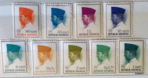 Indonesia - 1966 - President Sukarno - 9 Unused stamps