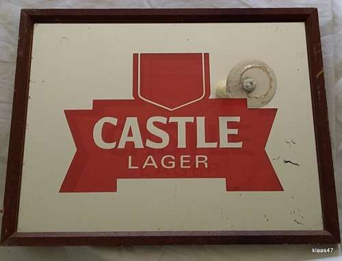 Vintage Castle Lager Bar Mirror Sign - 32.5x24.6cm