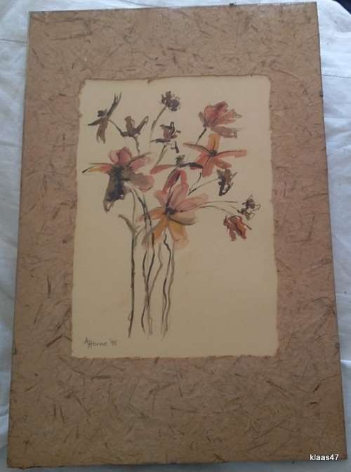 Framed Watercolour of flowers by A Horne `95