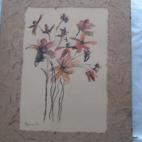 Framed Watercolour of flowers by A Horne `95