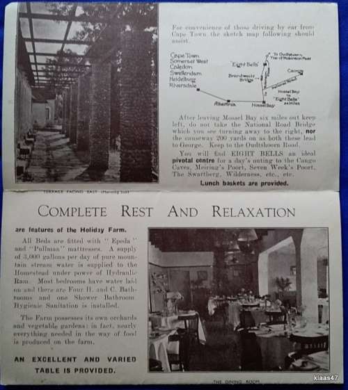 Eight Bells - Queen of Holiday Farms - Vintage Advertising Brochure (Prices pre decimal) Mossel Bay