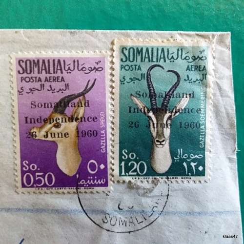 Airmail cover - From Hargeisa Somaliland to Wynberg, Cape Town - 3 Independence Overprint + 2 stamps