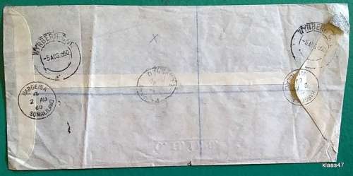 Airmail cover - From Hargeisa Somaliland to Wynberg, Cape Town - 3 Independence Overprint + 2 stamps