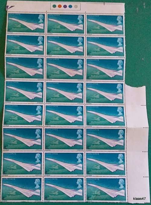 GB - 1969 - Partial Sheet 24 Unused stamps (Folded)