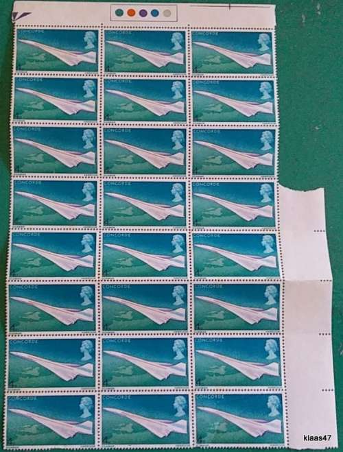 GB - 1969 - Partial Sheet 24 Unused stamps (Folded)
