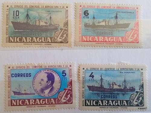 Nicaragua - 1957 - Commercial fleet - 4 Unused Hinged stamps