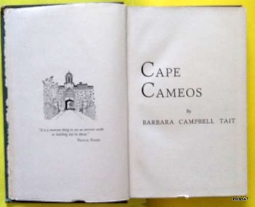 Cape Cameos - Barbara Campbell Tait - Hardcover - 1948 Reprint