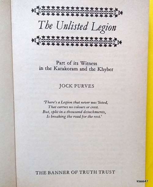 The Unlisted Legion - Jock Purves - Paperback