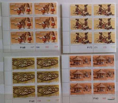 SWA - 1977 - Owambo Traditions -  4 Blocks of 6 Unused stamps