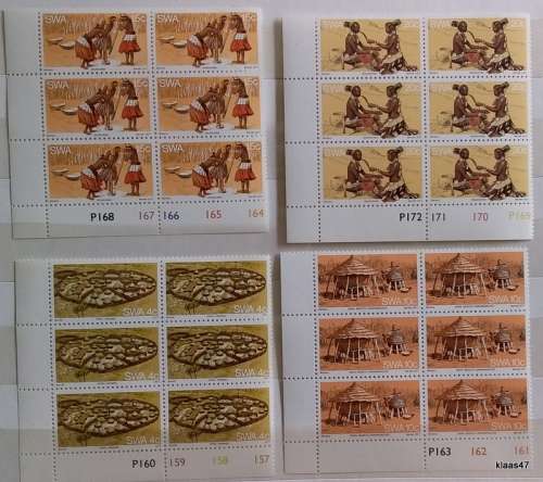 SWA - 1977 - Owambo Traditions -  4 Blocks of 6 Unused stamps