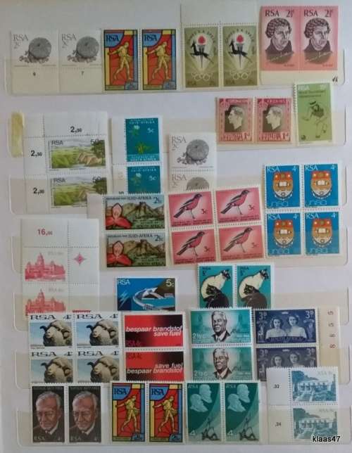 South Africa - Mixed Lot of 18 Pairs, 2 Single, 3 Blocks of 4 - All Unused stamps (50 stamps)