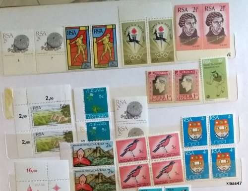 South Africa - Mixed Lot of 18 Pairs, 2 Single, 3 Blocks of 4 - All Unused stamps (50 stamps)
