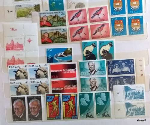 South Africa - Mixed Lot of 18 Pairs, 2 Single, 3 Blocks of 4 - All Unused stamps (50 stamps)