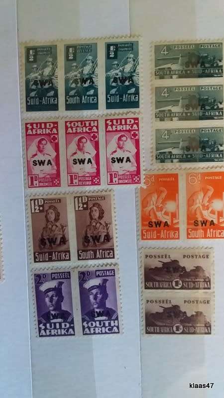 SWA O/print- 1943-44 - War Effort - Reduced Sizes (Bantam) - 7 Pairs - Unused Hinged stamps