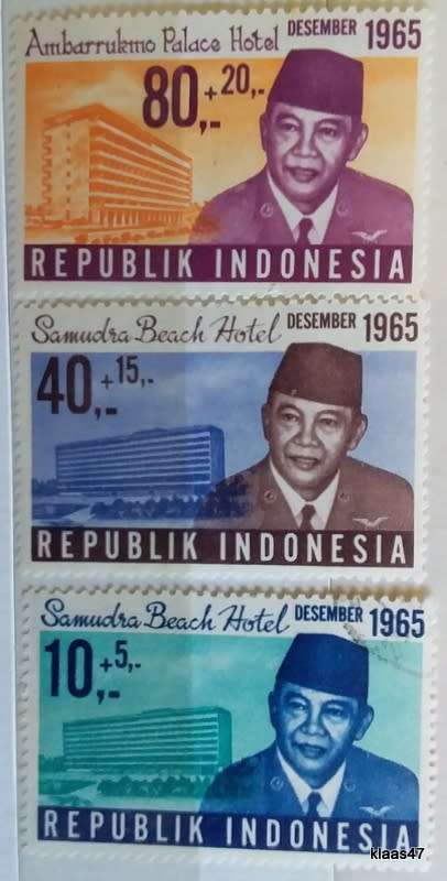Indonesia - 1965 - President Sukarno - Tourism - 3 Cancelled stamps