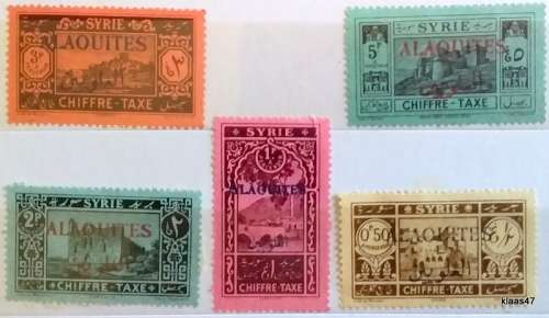 Syria - 1925 - Fortresses - Overprinted: Alaouites - 5 Unused Hinged Postage Due stamps