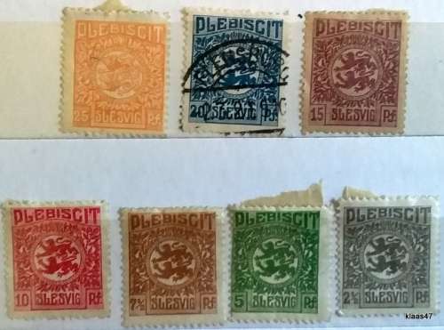 German Empire - Schleswig Plebiscite - 1920 - 5 Unused and 1 Used (All Hinged) stamps