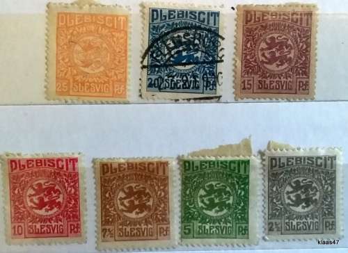 German Empire - Schleswig Plebiscite - 1920 - 5 Unused and 1 Used (All Hinged) stamps