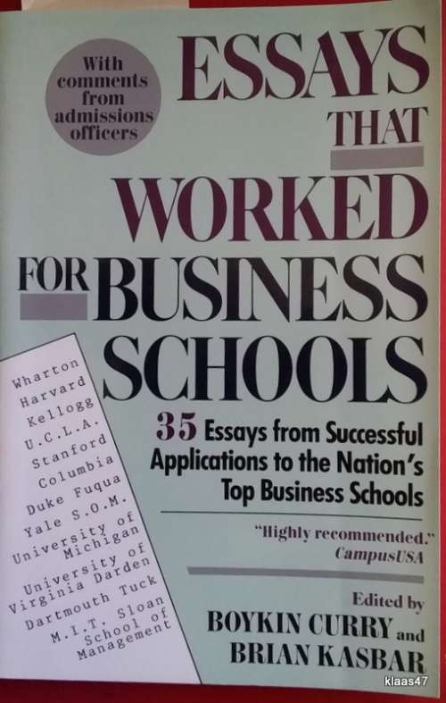Essays That Worked for Business Schools - Ed: Boykin Curry and Brian Kasbar - Paperback
