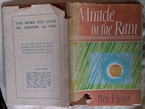Miracle in the Rain - Ben Hecht - Hardcover 1946 (Dustcover damaged)