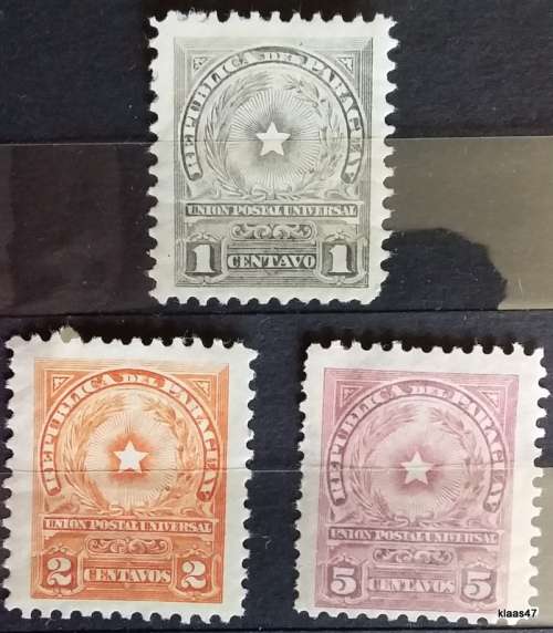 Paraguay - 1946 - Coat of Arms - 3 Unused Hinged stamps