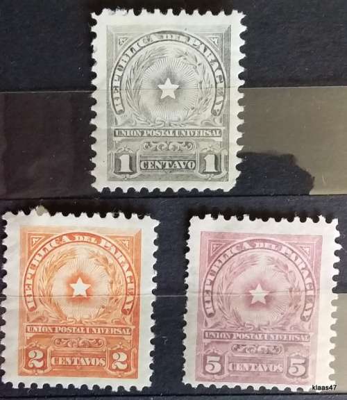 Paraguay - 1946 - Coat of Arms - 3 Unused Hinged stamps