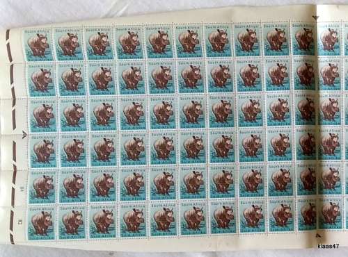 Union of South Africa 1959 4th Definitive Animals 3d Sheet of 120 Stamps