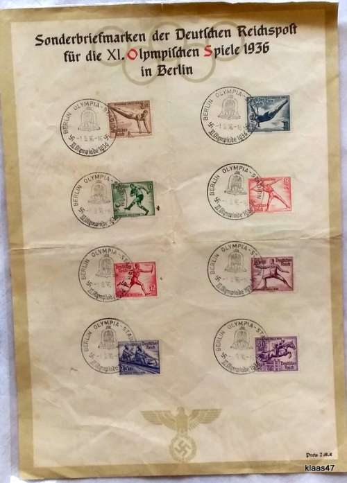 Germany - Nazi 1936 - Summer XI. Olympic Berlin - Deutsche Reichspost - A4 Sheet.