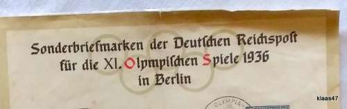 Germany - Nazi 1936 - Summer XI. Olympic Berlin - Deutsche Reichspost - A4 Sheet.