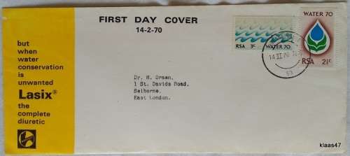 RSA - 1970 - Water 70 Campaign - Unofficial Doctors FDC by Hoechst (Product Advertising)