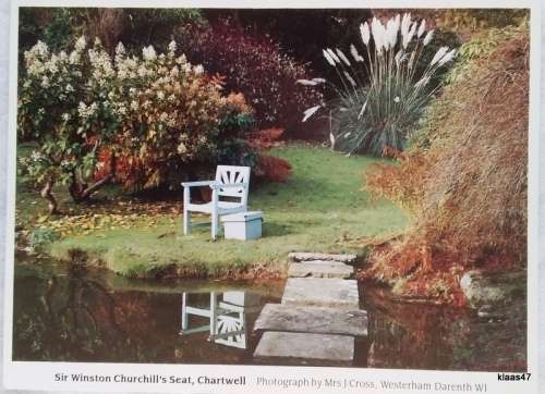 Photo Post Card - Sir Winston Churchill`s Seat, Chartwell - Photo: Mrs J Cross