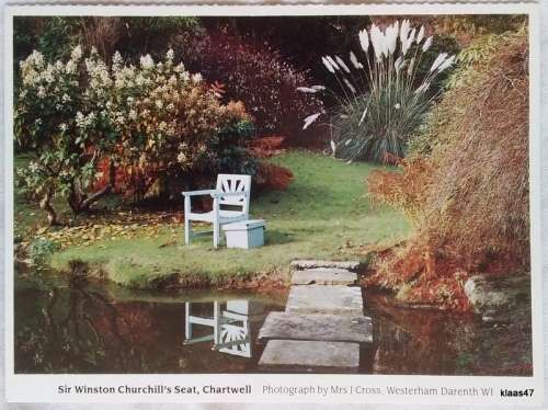 Photo Post Card - Sir Winston Churchill`s Seat, Chartwell - Photo: Mrs J Cross