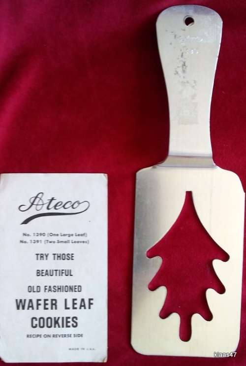 Vintage - Ateco - Stencil No 1390 - Old fashioned Wafer Leaf Cookies (with recipe) One Large Leaf