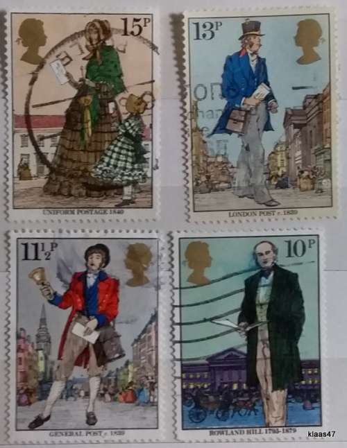 GB - 1979 - Death Centenary of Sir Rowland Hill - Set of 4 Used Hinged stamps