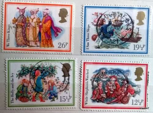 GB - 1982 - Christmas - 4 Used Hinged stamps