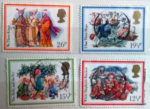 GB - 1982 - Christmas - 4 Used Hinged stamps