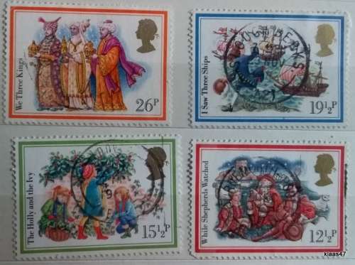 GB - 1982 - Christmas - 4 Used Hinged stamps
